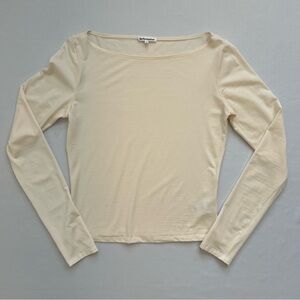 Reformation Wiley Knit Top Long Sleeve Cream Large